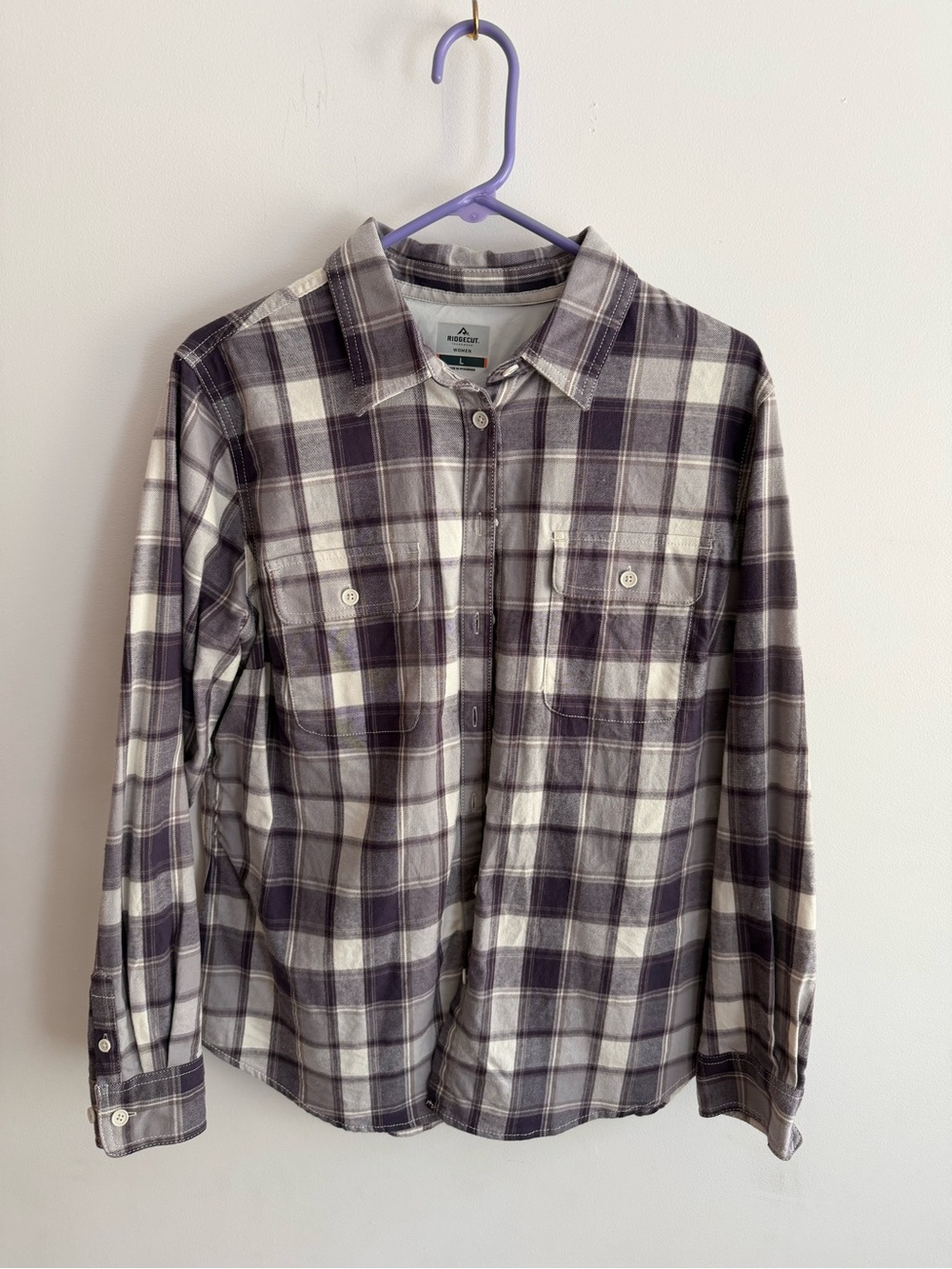 Women’s Ridgecut Purple & White Plaid Button Down